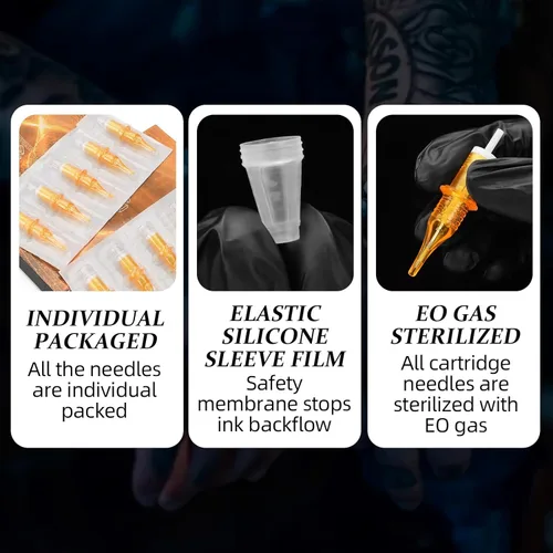 Miniatura 5 de ATOMUS Agujas de cartucho de tatuaje desechables RL RS M1 agujas de tatuaje para máquina de tatuaje (9RS)