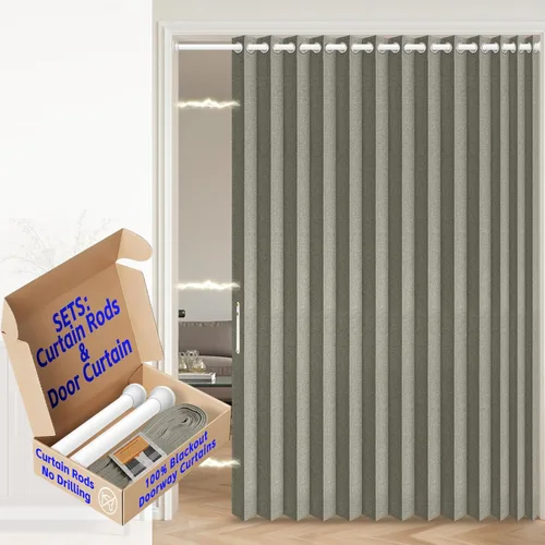 Miniatura 18 de AJAZZ Cortina de puerta magnética 100% opaca de acordeón para armario, cortina invisible para puerta interior de dormitorio, sala de estar, pasillo