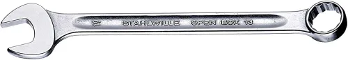Stahlwille 40485656 Llaves combinadas Caja abierta No. 13a, tamaño 1 1/4", SAE, con extremo de anillo compensado de 15 grados, acabado cromado,