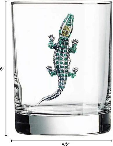 Miniatura 3 de THE QUEENS' JEWELS Alligator Jeweled Double Old Fashioned, 14 oz. Regalo único para mujeres, cumpleaños, lindo, divertido, cóctel, sin pintar