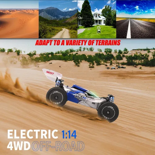 Miniatura 2 de WLtoys 144011 1/14 4WD RC Cars para adultos, Max 43 MPH Off-Road Fast RC Cars, hardware mejorado (144001V2), diseño de iluminación multifuncional