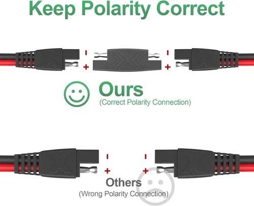 Miniatura 5 de OYMSAE Cable de extensión SAE de 25 pies, conector de desconexión rápida 16AWG para automóvil, panel solar, adaptador de carga (25 pies)