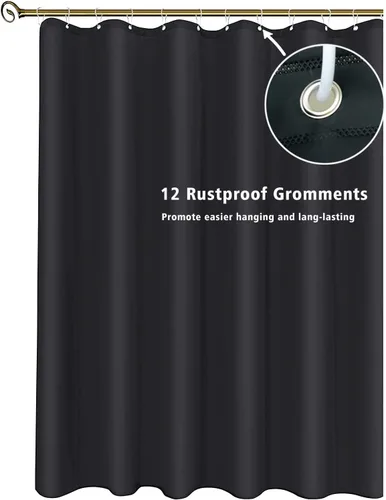 Forro de cortina de ducha de 72 x 72 pulgadas, forro de ducha ligero de plástico impermeable 4G para baño, con agujeros de ojales y 3 pesos