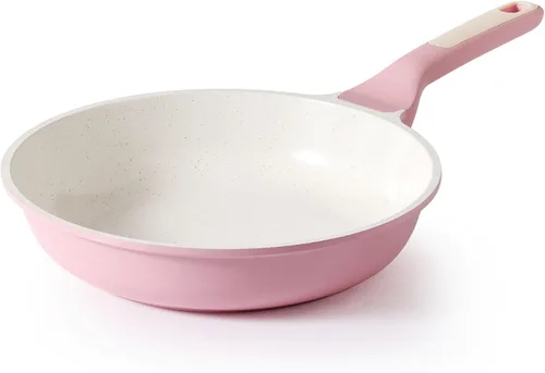 SENSARTE Sartén antiadherente de cerámica de 8 pulgadas, sartén saludable no tóxica, sartén para tortilla compatible con inducción con mango Rosa