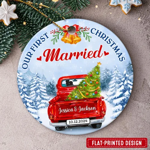Miniatura 3 de Adorno personalizado de primera Navidad para casados 2024 – Regalos de recuerdo de boda para parejas, recién casados, Mr Mrs colgante, adornos