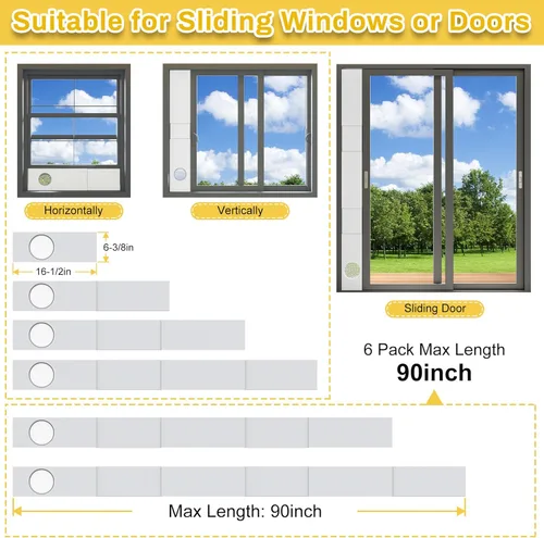 Miniatura 3 de Kit de aire acondicionado portátil para puerta corrediza, paquete de 6 rejillas de ventilación de puerta de CA, longitud máxima ajustable, kit