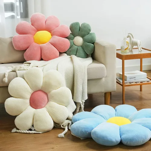 Miniatura 3 de Almohada de flores lindas y cómodas, almohadas suaves para plantas, decoración estética de habitación para sofá, silla (blanco, 14.5 pulgadas)