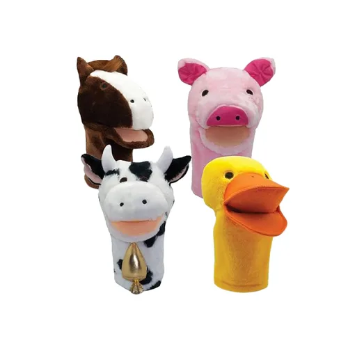 Get Ready Kids Juego de marionetas de animales de granja, 4 marionetas grandes de 12 pulgadas para niños pequeños, incluye cerdo, pato, vaca y