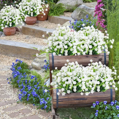 Miniatura 29 de AmyHomie 16 paquetes de flores artificiales de eucalipto negro para exteriores, resistentes a los rayos UV, flores sintéticas que no se decoloran