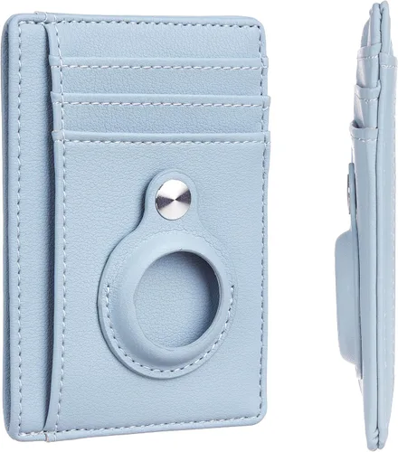 Hawanik Cartera delgada minimalista con bolsillo frontal con soporte integrado para AirTag