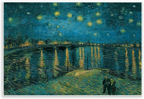 Stupell Industries Pintura clásica de Van Gogh de noche estrellada sobre el Ródano | Stupell Industries | 15 x 10 Inches, Easy to Hang and Sturdy,