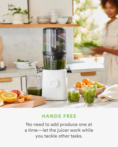 Miniatura 5 de Nama J2 Exprimidor de prensa en frío – Autoalimentación para funcionamiento manos libres con tolva de boca ancha para carga de recetas enteras