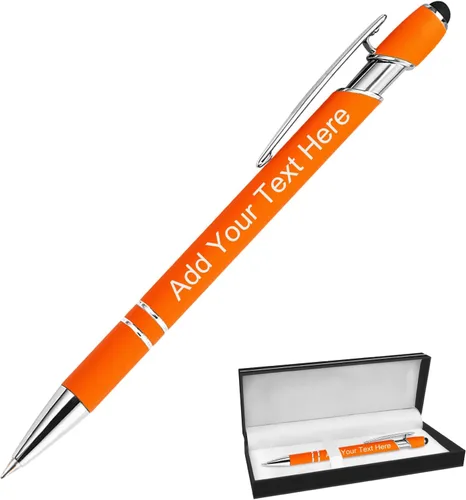 Miniatura 23 de Bolígrafos personalizados a granel grabados personalizados con punta de lápiz capacitivo, bolígrafos personalizados de tinta negra, regalos