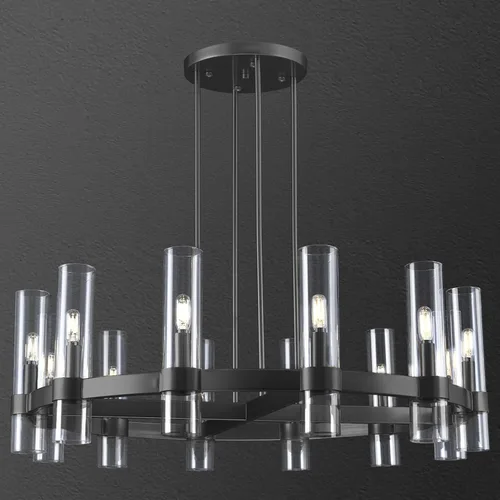 Miniatura 14 de Candelabro de 12 Luces de Latón Redondo 36" Candelabros de Rueda de Vagón de 91 cm para Fijo de Iluminación de Comedor Tubo de Vidrio Transparente