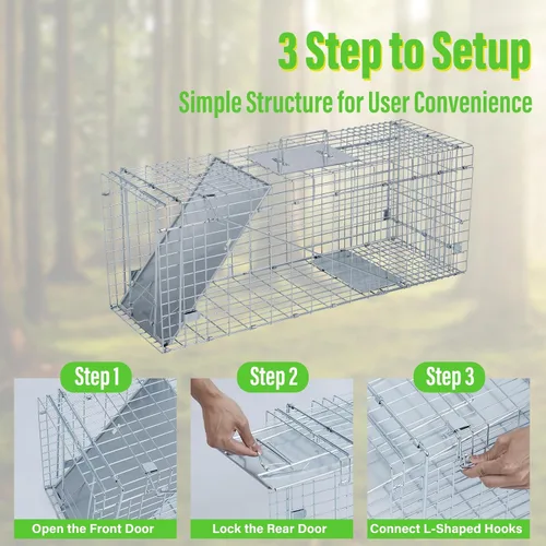 Miniatura 5 de Humane Way Trampa Plegable de 32 Pulgadas para Animales Vivos Humanitaria - Trampas Seguras para Todos los Animales - Mapaches, Gatos, Marmotas
