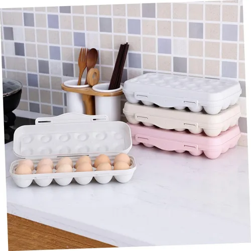 Miniatura 3 de SOLUSTRE Contenedor de huevos de 2 piezas, contenedor de 18 huevos, bandeja apilable de PP para huevos con tapa, bandeja de almacenamiento