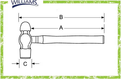 Miniatura 5 de Williams JHWHBP-2A - Martillo de bola de 24 onzas, mango de nogal