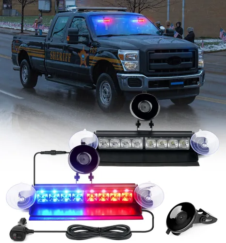 Miniatura 20 de Xprite Luces Estroboscópicas de Emergencia Ámbar para Tablero, Luz Intermitente Interior del Parabrisas con Ventosas para Camiones de Construcción