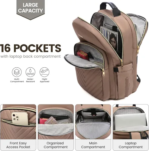 Miniatura 3 de LOVEVOOK Mochila para laptop de 15.6 pulgadas para mujer, bonita mochila de viaje bolso para mujer, bolsa profesional para computadora portátil