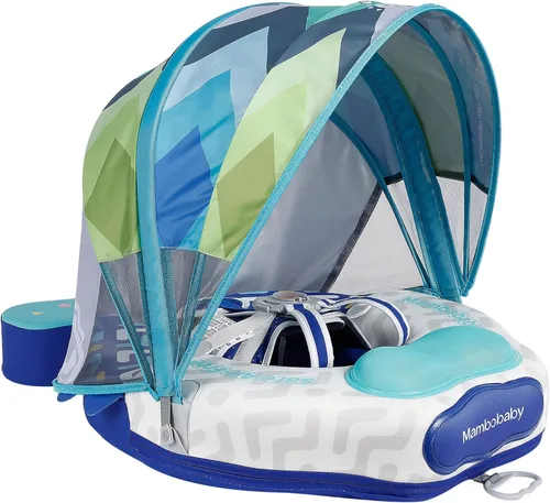 Miniatura 19 de Mambobaby - Flotador con cola y toldo para bebé, anillo de natación para cintura infantil, entrenador de natación y flotador no inflable con correa