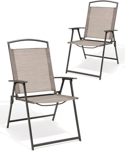 Miniatura 12 de Crestlive Products Juego de 4 sillas plegables para patio, paquete de 4, sillas de comedor al aire libre con reposabrazos para campamento, playa