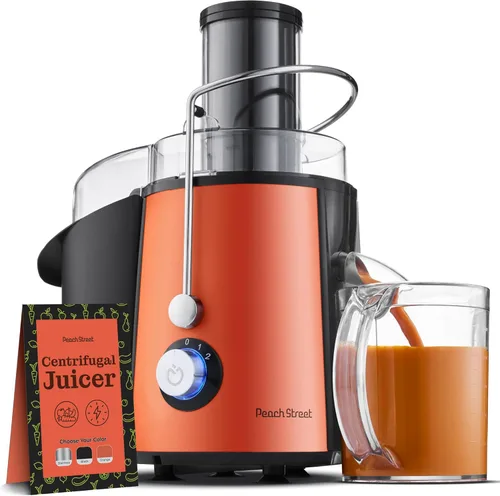Miniatura 10 de Peach Street Exprimidor centrífugo de 700 W, extractor de jugo, alimentador de 3 pulgadas de ancho para frutas enteras, verduras, con filtro de Negro