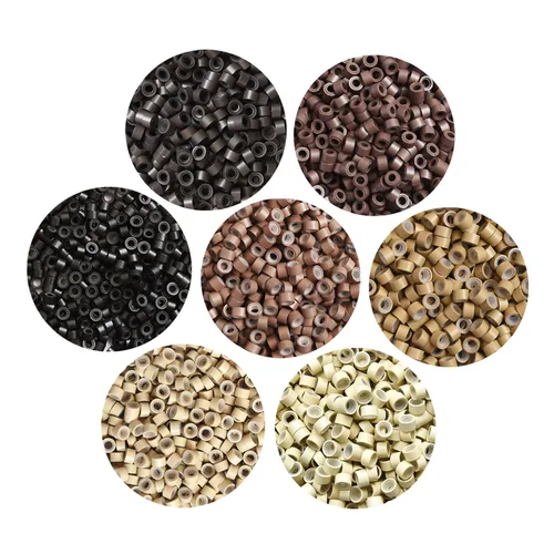 Miniatura 13 de 1000 extensiones de cabello con forro de silicona de 0.197 pulgadas, microenlaces, cuentas de silicona forradas para extensiones de cabello humano