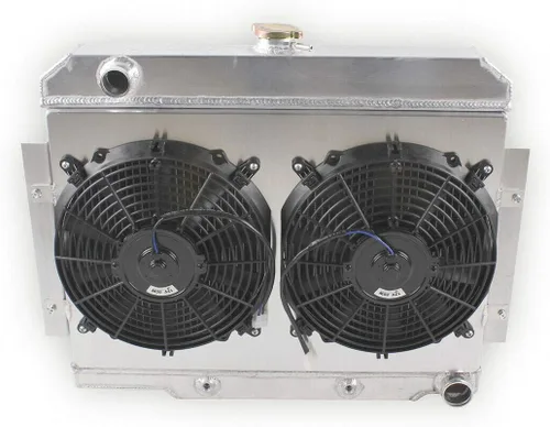 Miniatura 2 de Radiador de enfriamiento de aluminio de alto rendimiento de 3 filas con núcleo de rendimiento con carcasa de ventilador (2x30.5 cm de diámetro)