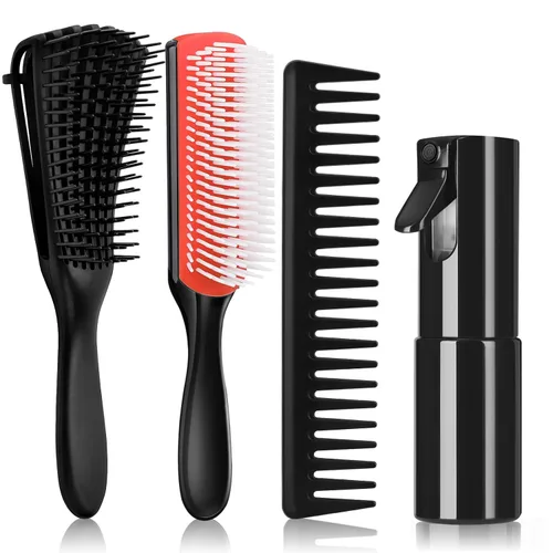 Miniatura 12 de Hommtina Juego de cepillos desenredantes con botella de spray para cabello rizado, juego de cepillos para botellas para mujeres y niños