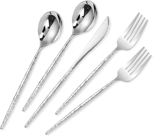 Miniatura 8 de SUT 150 piezas de cubiertos de plástico dorado, utensilios de plástico, cubiertos dorados desechables, utensilios desechables resistentes, juego