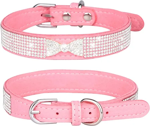 Miniatura 23 de Collares Pequeños para Perros Femeninos, Lindo Cristal de Rinstone con Pajarita de Diamante de Brillo para Cachorros para XXS XS Perros Pequeños