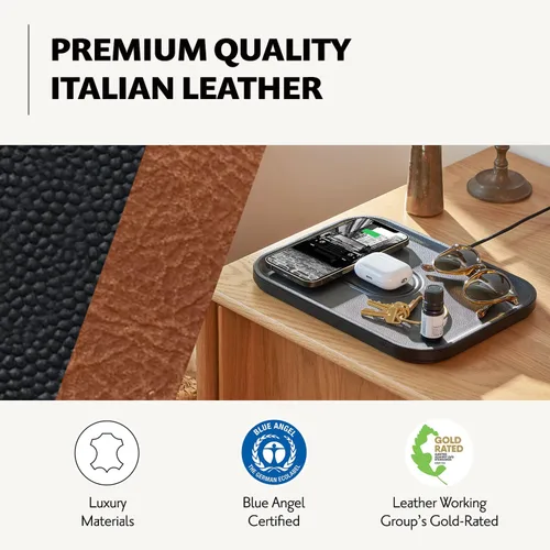 Miniatura 4 de Courant MAG:3 Classics - Cargador y bandeja de cuero italiano, cargador multidispositivo compatible con iPhones MagSafe 16, 15, 14, 13, 12 o fundas
