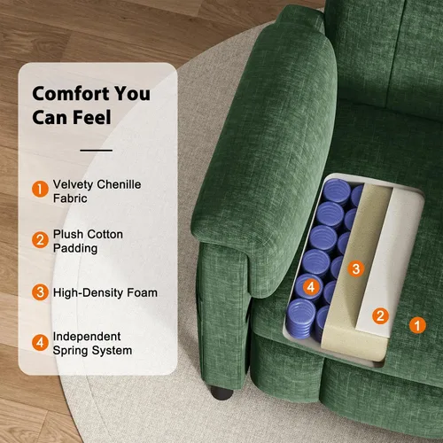 Miniatura 7 de Pipishell Silla reclinable eléctrica para adultos, reclinable eléctrico con control remoto, reclinable/reposapiés ajustable, tela de felpilla, cojín