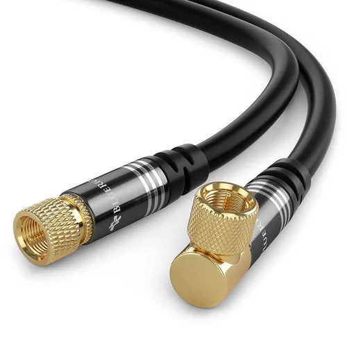Miniatura 11 de Cable coaxial BlueRigger RG6 (1.5 pies, conector de 90° a conector de 90° con pin, chapado en oro, triple blindaje) – Cable coaxial de audio y video