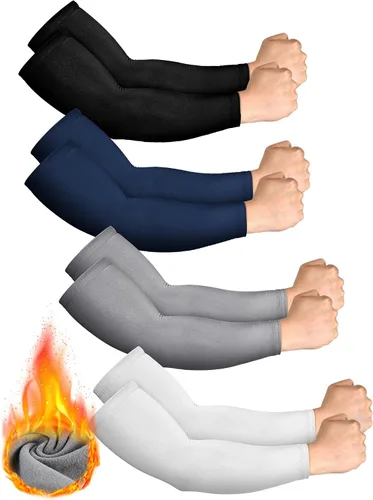 Newcotte 4 pares de mangas térmicas de invierno para brazos, calentadores de manga de brazo, ciclismo, compresión térmica, para hombres y mujeres