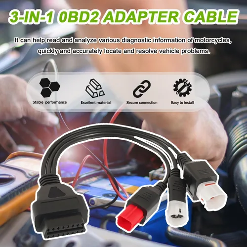 Miniatura 6 de Cable adaptador de diagnóstico 3 en 1 OBD2 3 pin+4 pines+6 pines a 16 pines múltiples seleccione conector de diagnóstico apto para Yamaha Kline