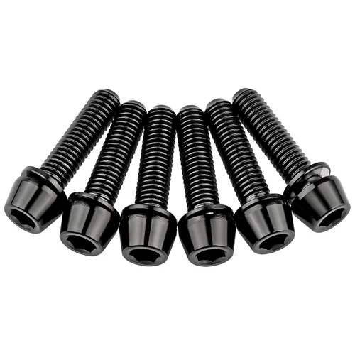 Miniatura 4 de Tornillos hexagonales de titanio M5x20mm con arandela Allen para vástago de bicicleta, paquete de 6 unidades (negro)