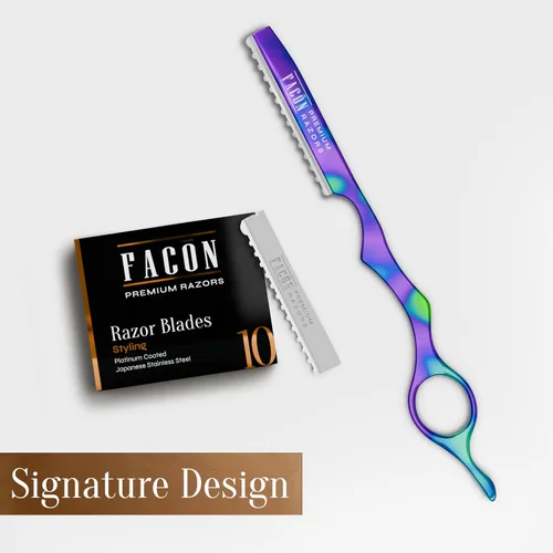 Miniatura 8 de Facón - Navajas para cortar el cabello - Juego profesional de navajas para peinado con 11 cuchillas de repuesto, herramienta de corte de cabello