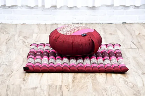 Miniatura 9 de Leewadee Juego de cojines de meditación: 1 almohada redonda de meditación Zafu y 1 alfombrilla de meditación Zabuton cuadrada enrollable, paquete