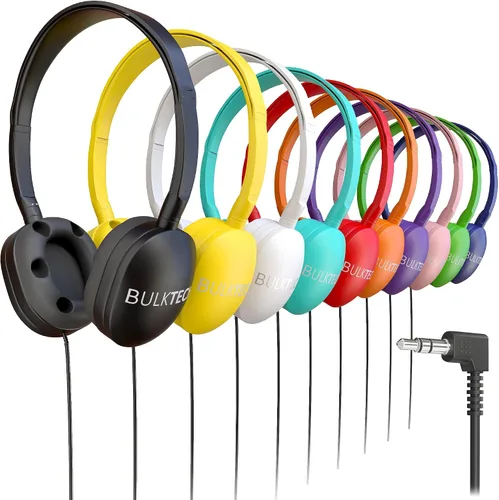 Miniatura 14 de Paquete de 5 auriculares de cuero con cable sobre la oreja con conector de 3.5mm, carcasa metálica ovalada, negro
