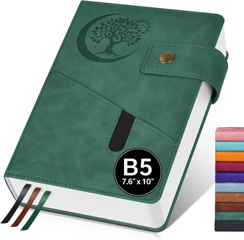 Miniatura 25 de PAIBAS Cuaderno de diario con líneas gruesas de 365 páginas para hombres y mujeres, diarios grandes de cuero A4 para escribir, cuadernos de tapa