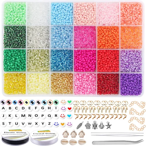 EuTengHao 13200 cuentas de semillas de vidrio, cuentas pequeñas para manualidades, pulseras, collares, manualidades, suministros de fabricación de