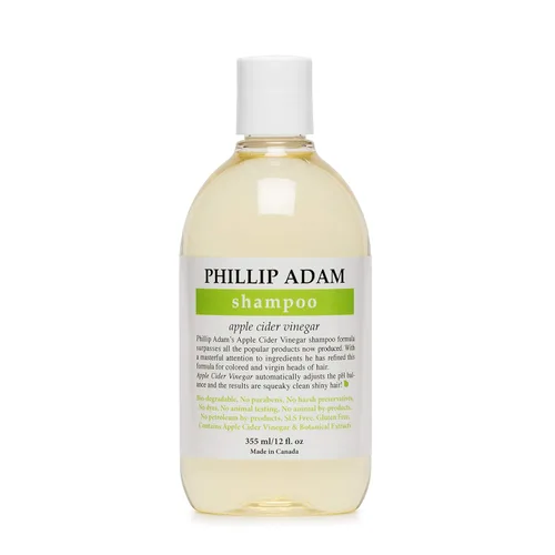 Phillip Adam Champú de vinagre de sidra de manzana para cabello brillante, sin sulfatos y sin parabenos, aroma original de manzana verde, 12 onzas