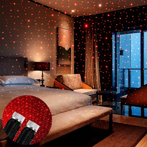 Miniatura 9 de Lámpara USB de Noche, Proyector de Estrellas, Luz Nocturna Ajustable, Luces Interiores Románticas en Rojo para Auto, Luces de Techo Portátiles