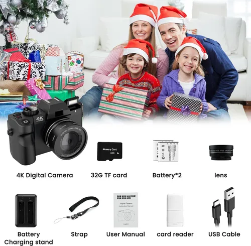 Miniatura 7 de Cámara digital 4K para fotografía y video enfoque automático de 48 MP con WiFi Cámara de vlogging de enfoque automático para YouTube con pantalla