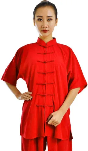 Miniatura 3 de ZooBoo Unisex Ropa de Ejercicio de Mañana, Traje de Tai Chi de Algodón con Mangas Cortas, Uniforme de Kung Fu