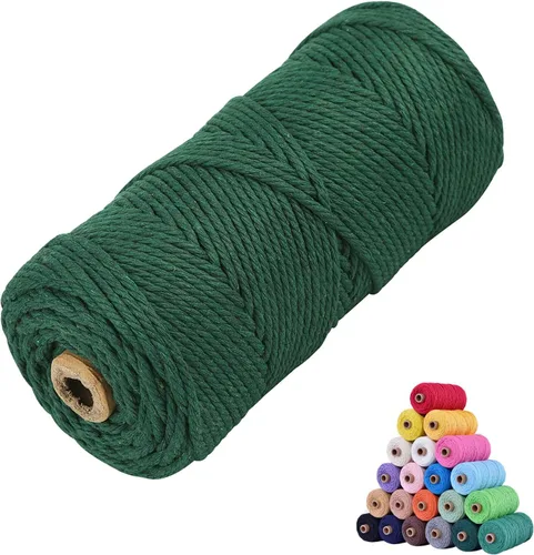 Miniatura 48 de Cuerda de algodón para macramé, de 0.11 pulgadas x 109 yardas, cuerda de macramé natural marrón, suministros perfectos de algodón para hacer