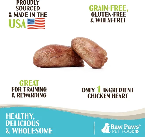 Miniatura 2 de Raw Paws Corazones de pollo liofilizados enteros para perros y gatos, 4 onzas enteras - Hecho en Estados Unidos - Golosinas de pollo liofilizadas
