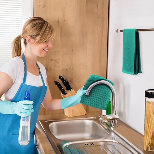 Miniatura 130 de Kitinjoy - Paños de cocina de 100 % algodón, tela de tejido gofrado, paño de limpieza ultrasuave, absorbente y de secado rápido. Beige