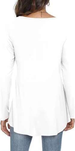 Miniatura 3 de LONGYUAN - Blusa casual, elástica y cómoda para mujeres, de manga larga, tipo túnica, ajuste holgado